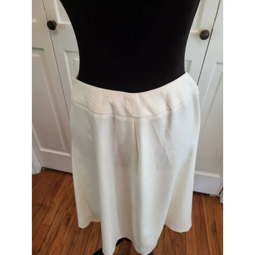 Ivory A Line Skirt Sag Harbor Sz 10 Side Pleat Retro Twee Minimalist Old Money - Picture 2 of 8
